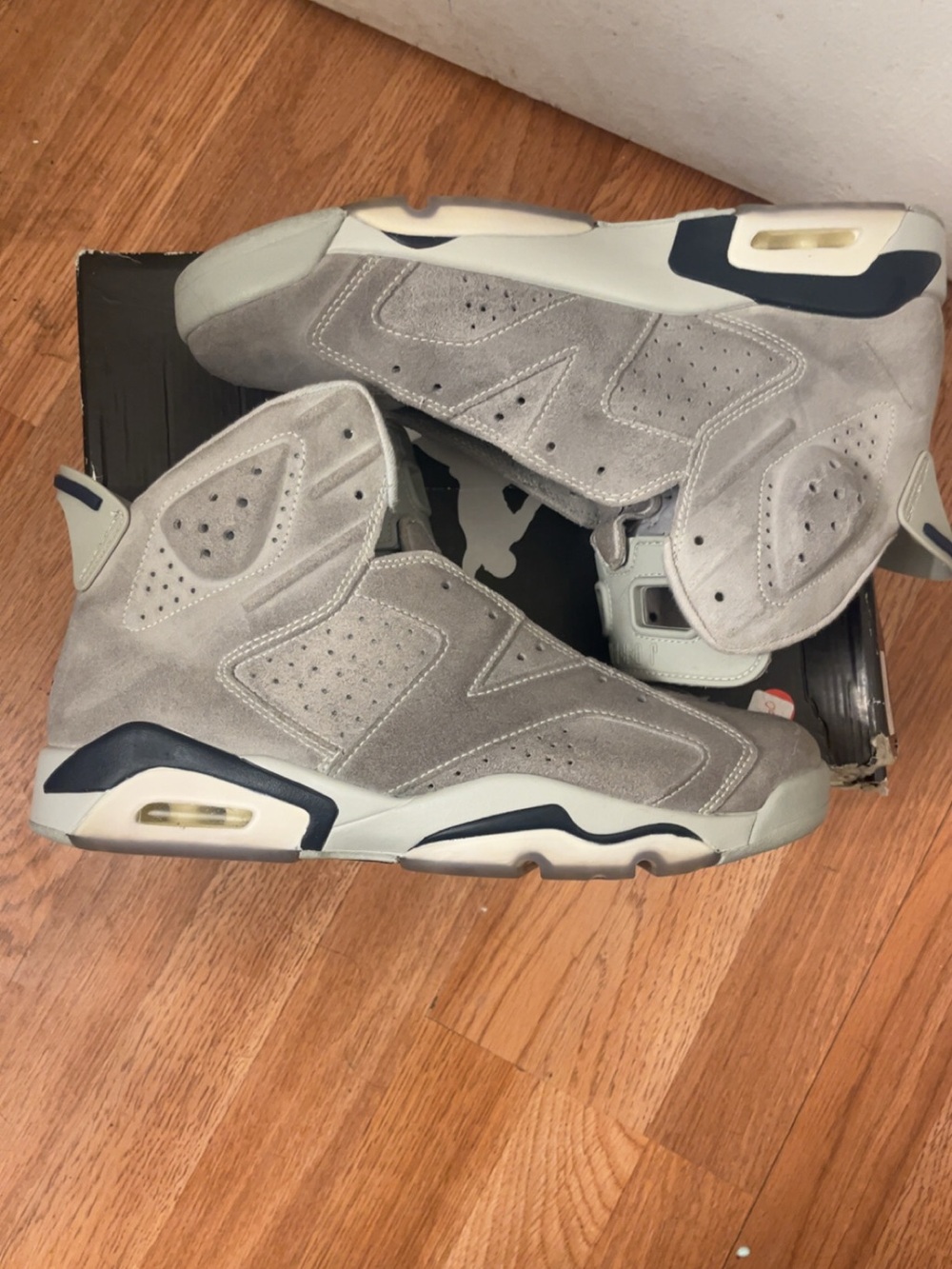 Jordan Men's Suede High-Top Sneakers in Grey and Navy